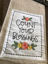 Load image into Gallery viewer, “Count Your Blessings”-Fringe Flour Sack Towel
