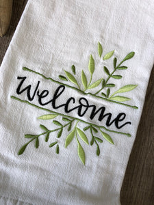 “Welcome”-Fringe Flour Sack Towel